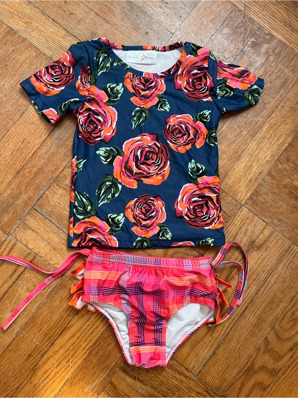 Kids Floral Navy Rashguard Set with Bottoms - Oopsie Daisy Brand